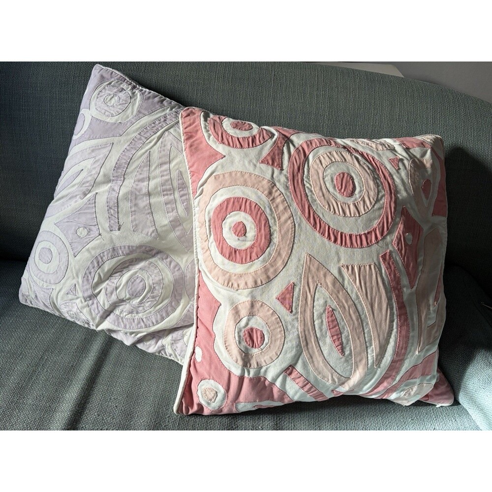 Serena & Lily 19" Applique Throw Pillows Set of 2 Pink Lavender Down Inserts